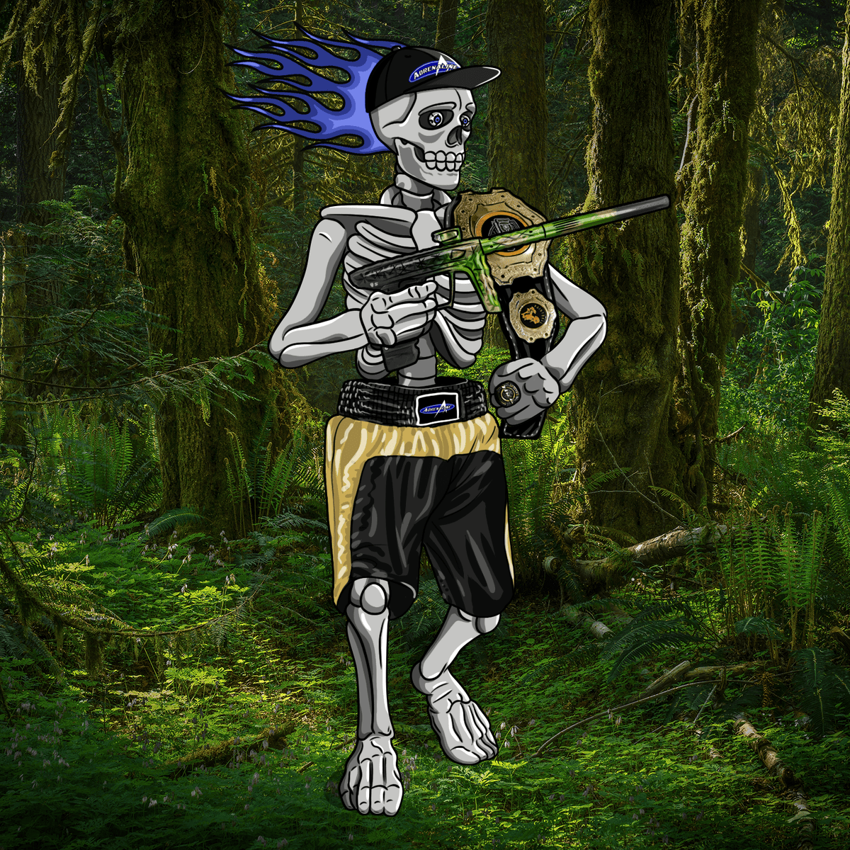 Adrenaline Skully Nft Wilrocs In Champion With Wild Flame And Ring