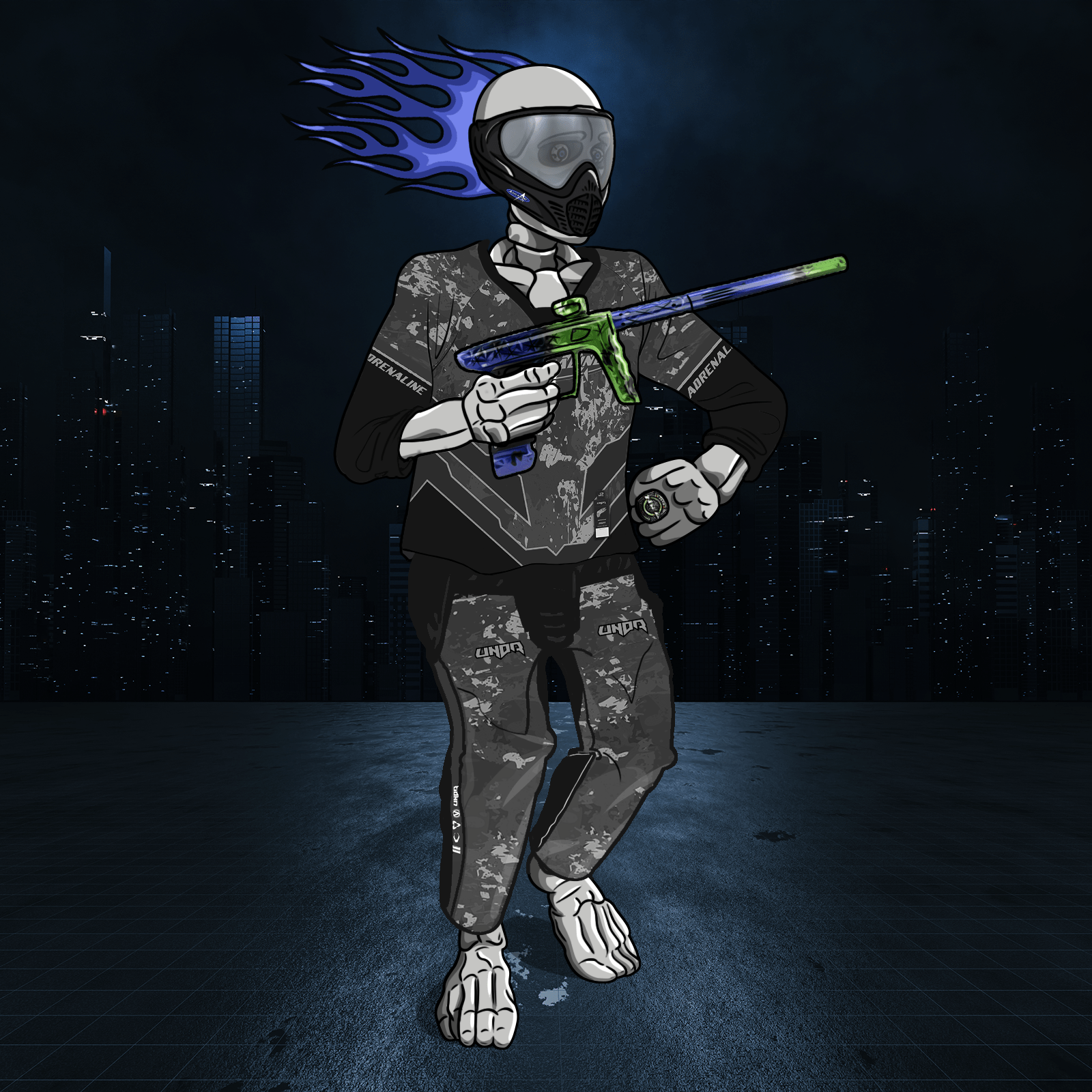 Adrenaline Skully NFT Joker in Hyperball with Goggles and Ring